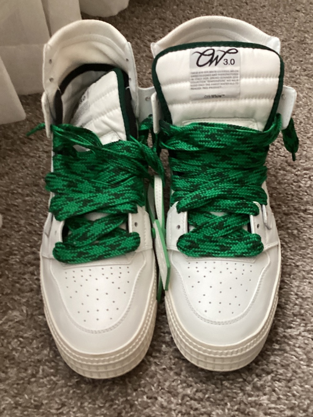 Off-White 3.0 Hightop Sneakers with Green Laces